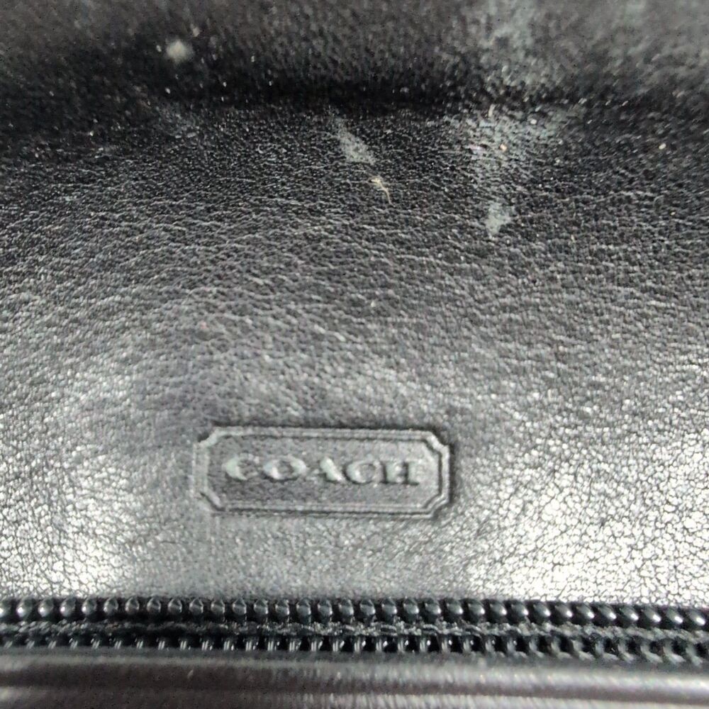 Vintage Coach Soho Clutch Black Leather Wallet Accordion Buckle Contrast Stitch - Picture 4 of 15
